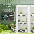 Outsunny Garden Greenhouse with 2 Roll-Up Doors, 3-Tier Shelving and Side Pockets, White and Gray