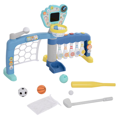 AIYAPLAY 5 in 1 Children's Game for Football, Basketball, Golf, Baseball and Bowling, in PP and ABS, 88.6x38.7x60.4-68 cm