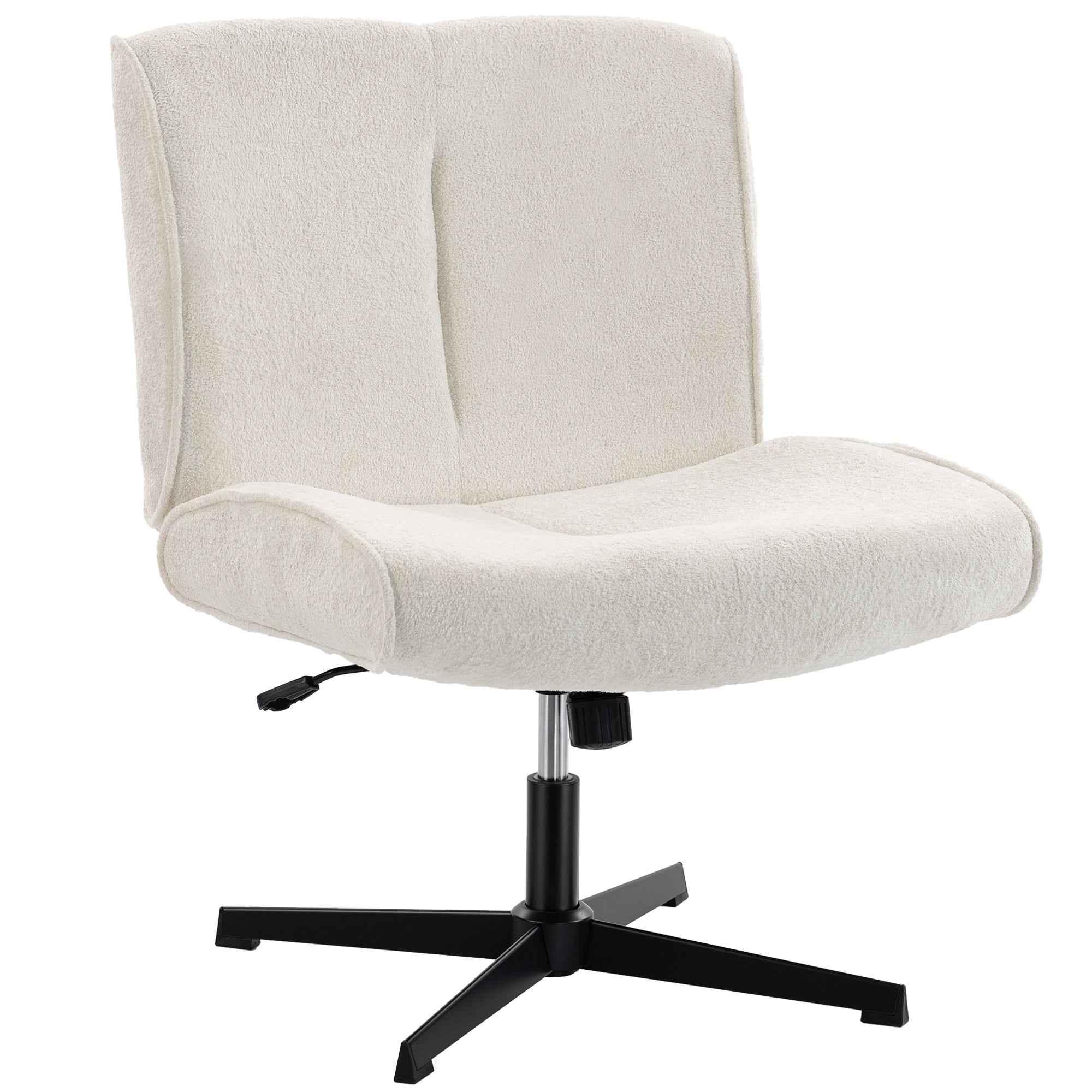 HOMCOM 360° Swivel Lounge Chair, Height-Adjustable, Teardrop Velvet, Without Armrests, Cream