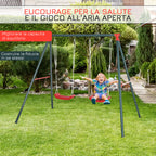 Outsunny Double Swing Set, Garden Swing for Children 3+ Years, Green and Red