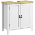 kleankin Bathroom Under Sink Cabinet, 2 Doors, Adjustable Shelf, 2 Storage Levels, PU Handles, 60 x 30 x 60 cm, White