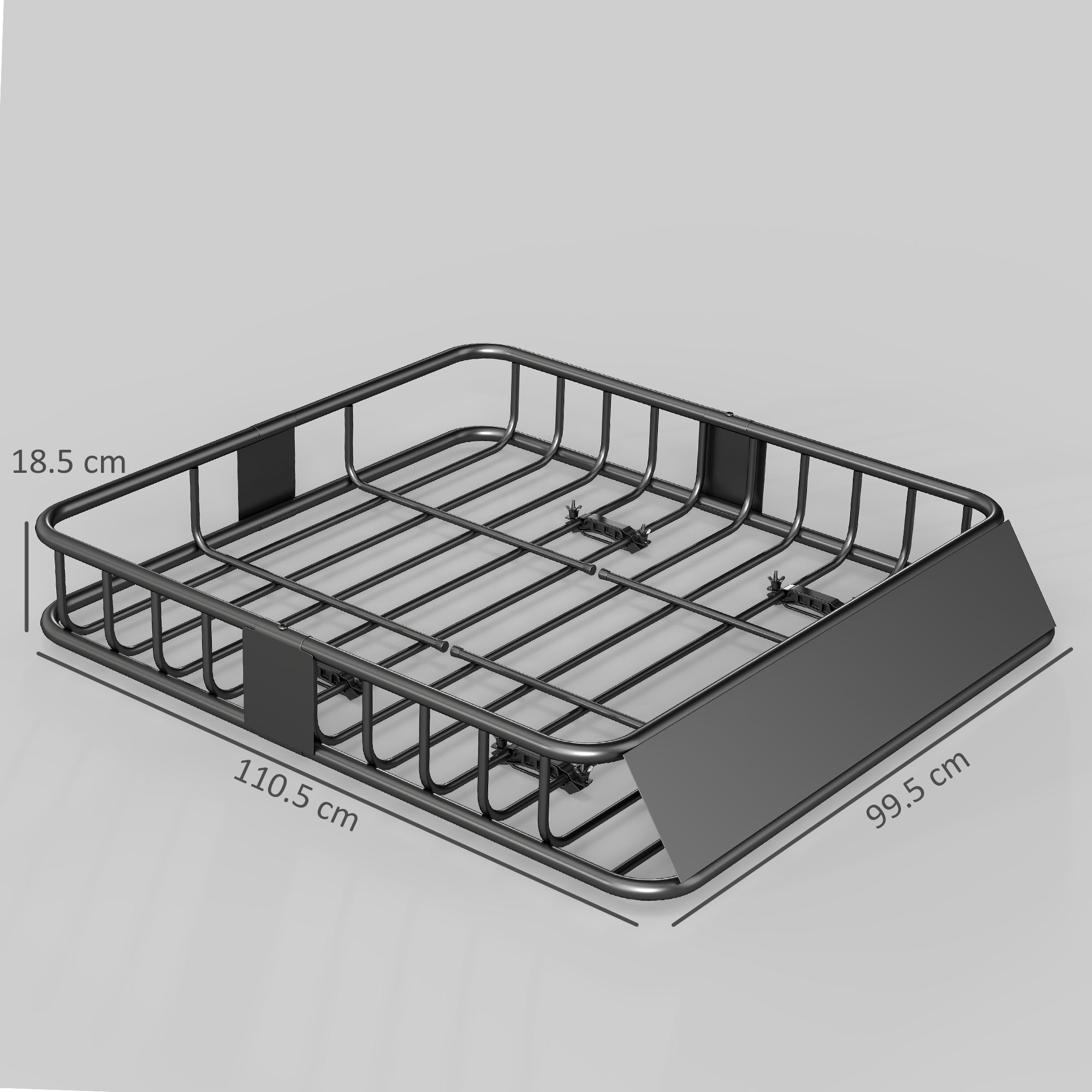 90.7kg Steel Car Roof Rack with Deflectors and Side Rails, 110.5x99.5x18.5cm, Black