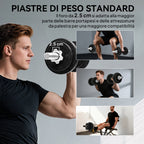 SPORTNOW 20kg Weight and Barbell Set with Non-Slip Grips, 8 Weight Discs, Barbell Bar and 2 Steel Dumbbell Bars
