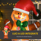 183cm Inflatable Gingerbread Man with Built-in LED Lights, Outdoor Christmas Decoration