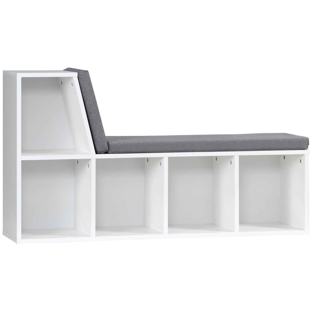 HOMCOM Modern 5-Tier Open Bookcase with 2 Cushions, Wooden, 108x30x60 cm, Grey