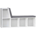 HOMCOM Modern 5-Tier Open Bookcase with 2 Cushions, Wooden, 108x30x60 cm, Grey