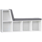 HOMCOM Modern 5-Tier Open Bookcase with 2 Cushions, Wooden, 108x30x60 cm, Grey