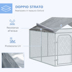 Outdoor Dog and Pet Playpen with Waterproof Cover, 230x230x175 cm