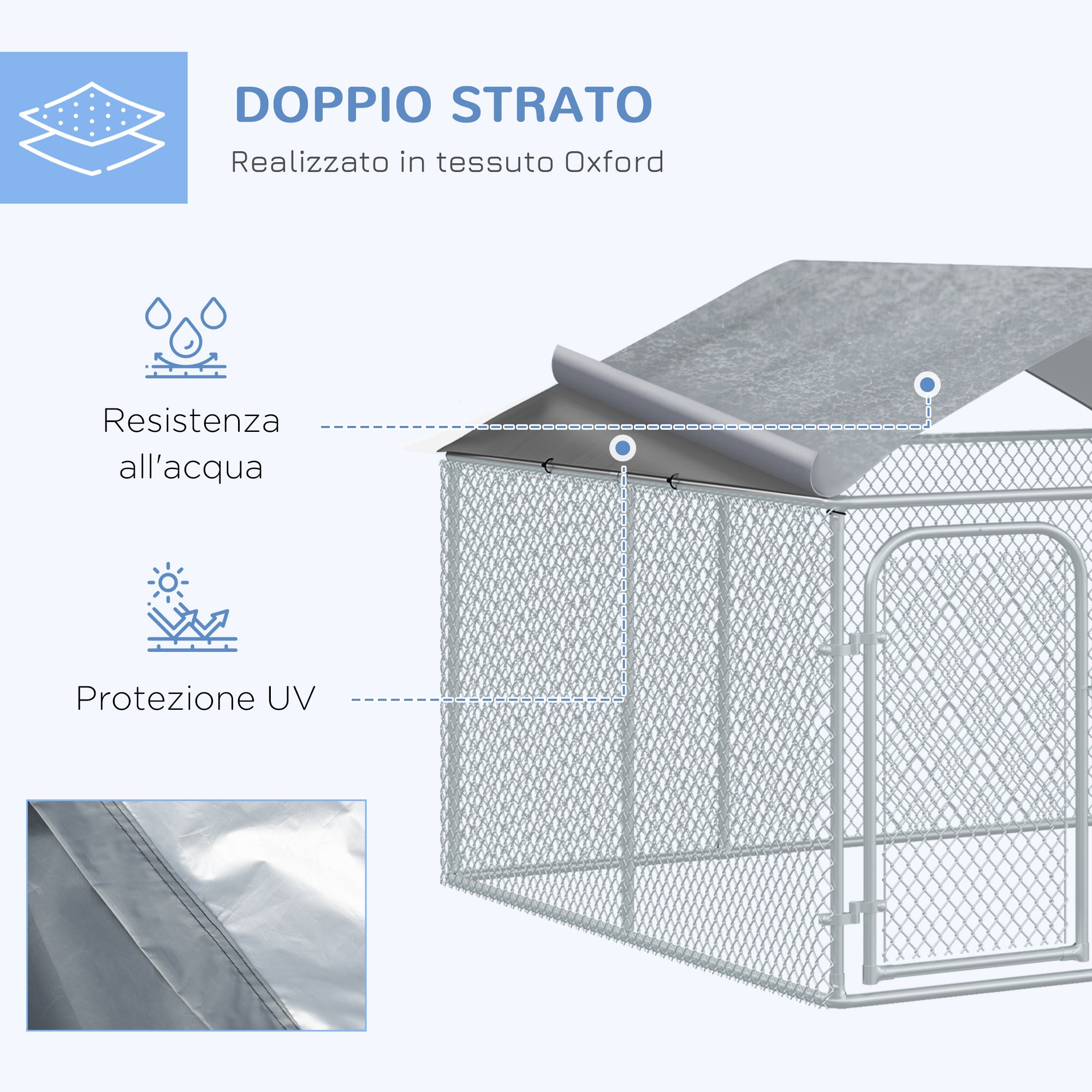 Outdoor Dog and Pet Playpen with Waterproof Cover, 230x230x175 cm