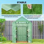 Outsunny Garden Greenhouse with 2 Shelves, 3 Levels, and Zip Entrance, Steel and PE, 142x73x195 cm, Green