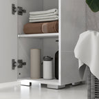 Kleankin Bathroom column in MDF with open shelf, drawer and locked locker, 37x32.5x170 cm, white - Borgè