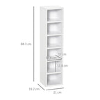 Bookcase CD shelf set of 2 pieces with 12 wooden shelves, 21x19.2x88.3 cm, White