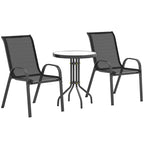 3 Piece Garden Set with 2 Garden Chairs 54x71x93 cm and Round Table Ø60x71 cm in Black Steel