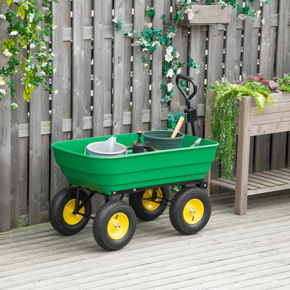 Outsunny garden trolley 125l in steel and pp with folding tub and handle, 118x58x102 cm, green - Borgè