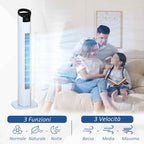 HOMCOM Tower Fan with 5m Remote Control, 70° Oscillation, 3 Functions and 3 Speeds, Black