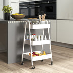 Multipurpose 3-Tier Kitchen Trolley, Swivel Wheels with Brake and Handles, White