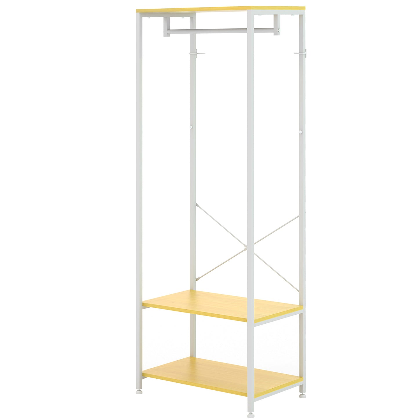 Clothes Stand 2 in 1  with 2-Tier Shelf, Steel and Chipboard, 60x40x167.5 cm