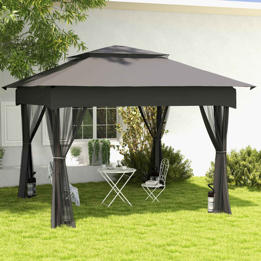 Outsunny Set of 4 Gazebo Weights, Fillable with Sand up to 12 kg, in 168D Oxford Fabric, 20x10x43 cm, Black and Grey