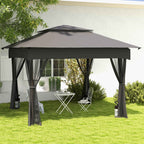 Outsunny Set of 4 Gazebo Weights, Fillable with Sand up to 12 kg, in 168D Oxford Fabric, 20x10x43 cm, Black and Grey