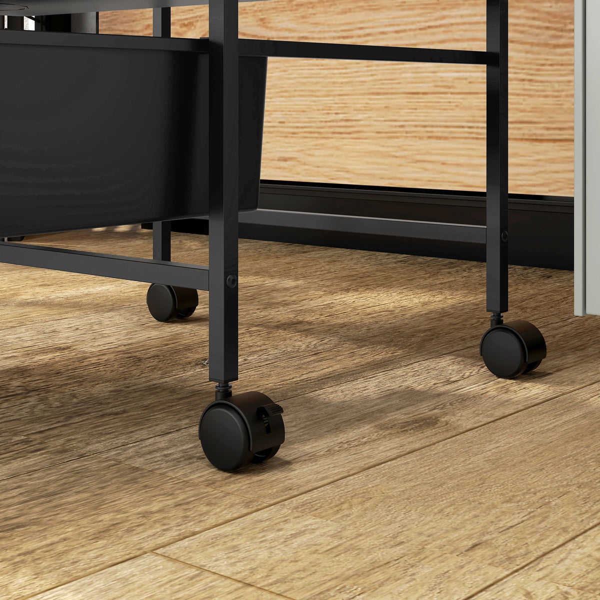 HOMCOM Multipurpose Trolley with 3 Removable Baskets and Wheels for Kitchen and Office in Steel and PP, Black