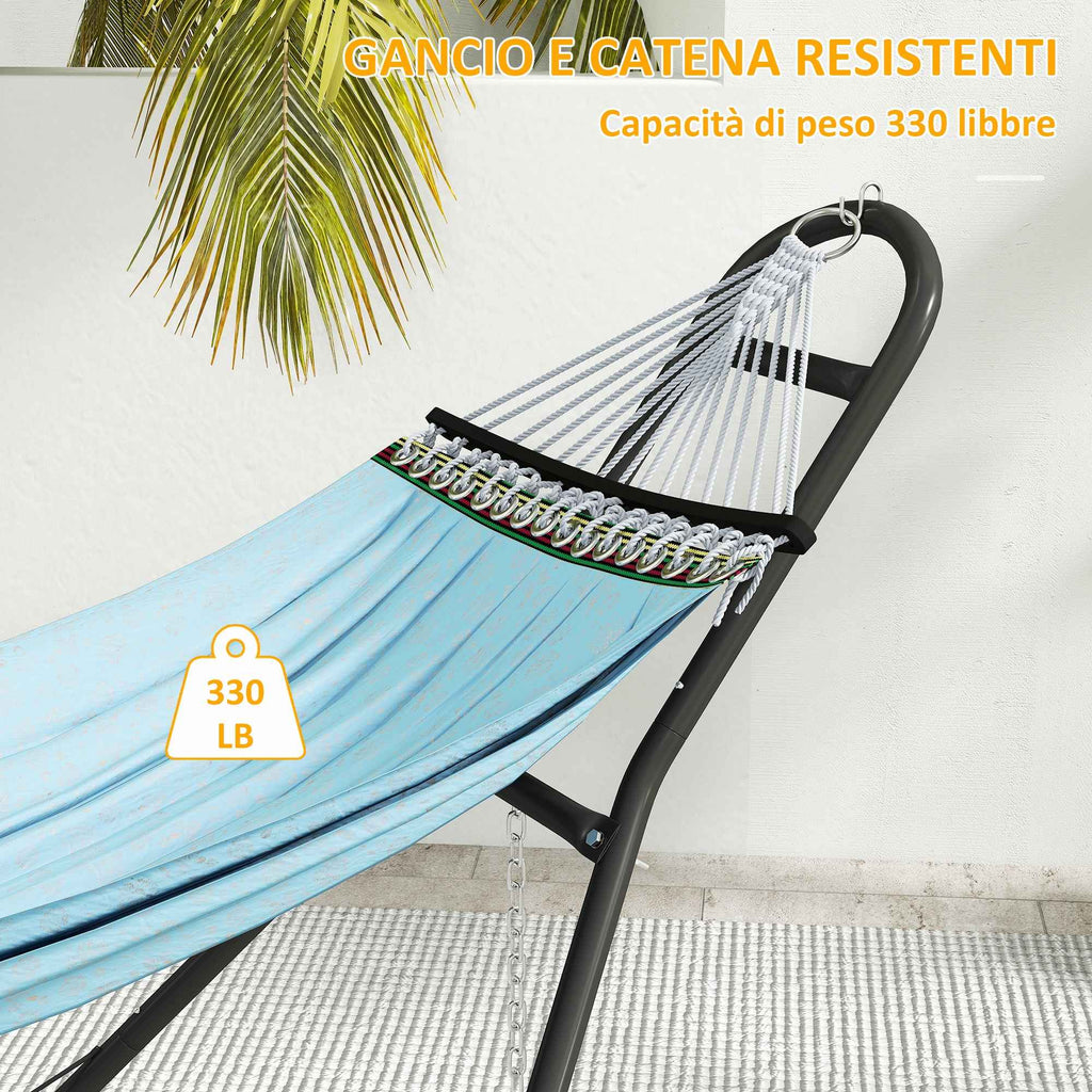 Outsunny Adjustable Non-Slip Hammock Stand with S-Hooks, Steel, 278x97x112 cm Black