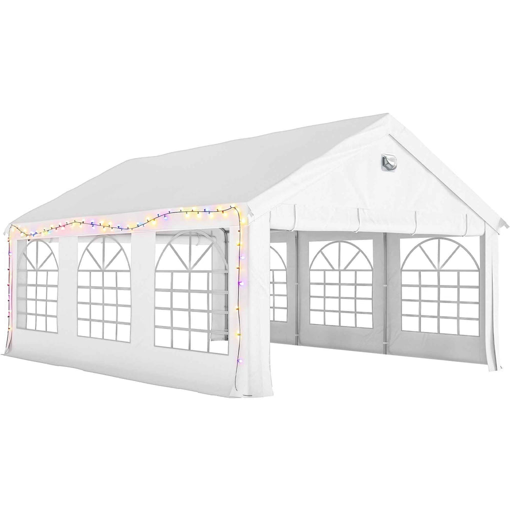Outsunny 4x6m Party Tent with Windows and 4 Removable Side Walls, Steel and PE, White