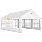 Outsunny 4x6m Party Tent with Windows and 4 Removable Side Walls, Steel and PE, White