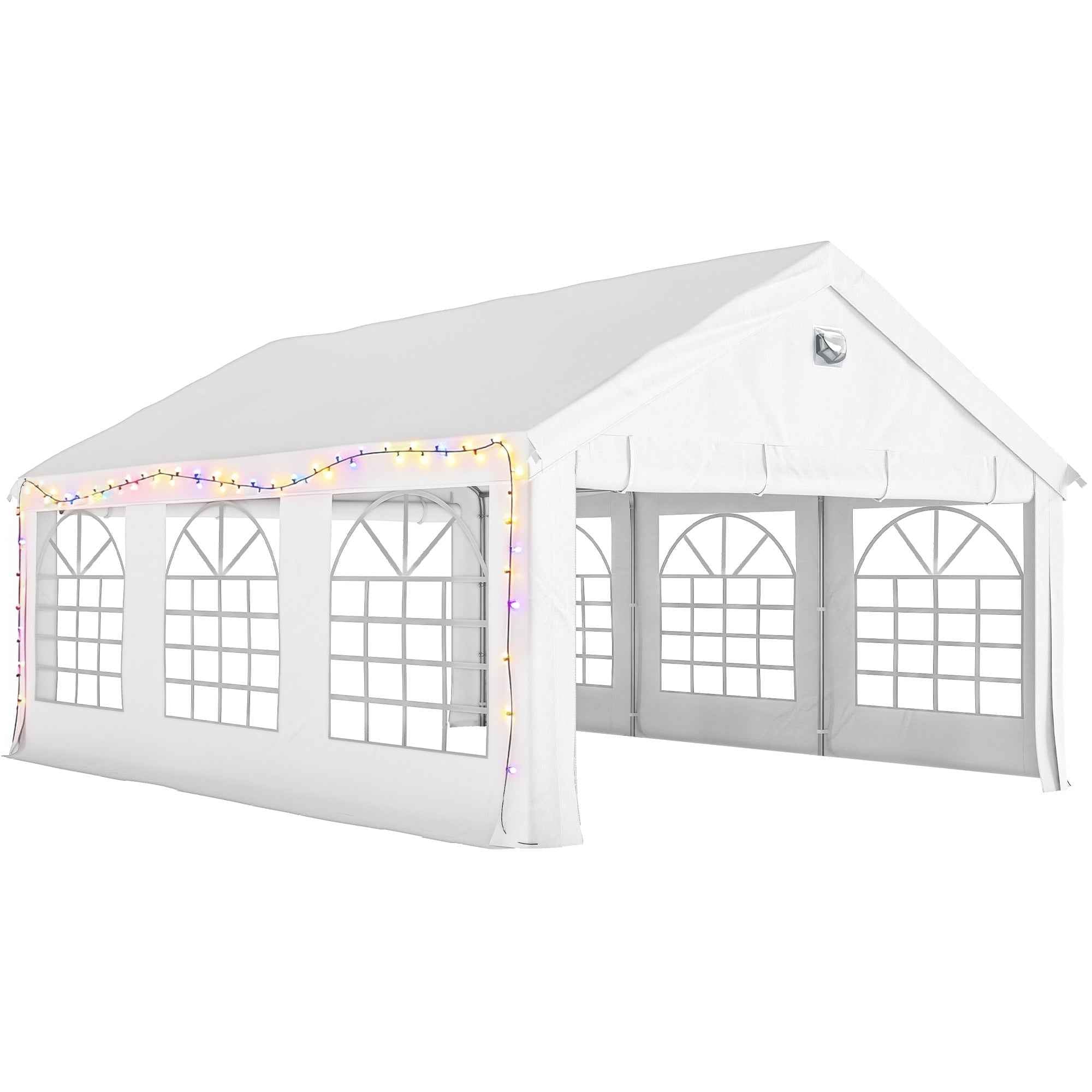 Outsunny 4x6m Party Tent with Windows and 4 Removable Side Walls, Steel and PE, White
