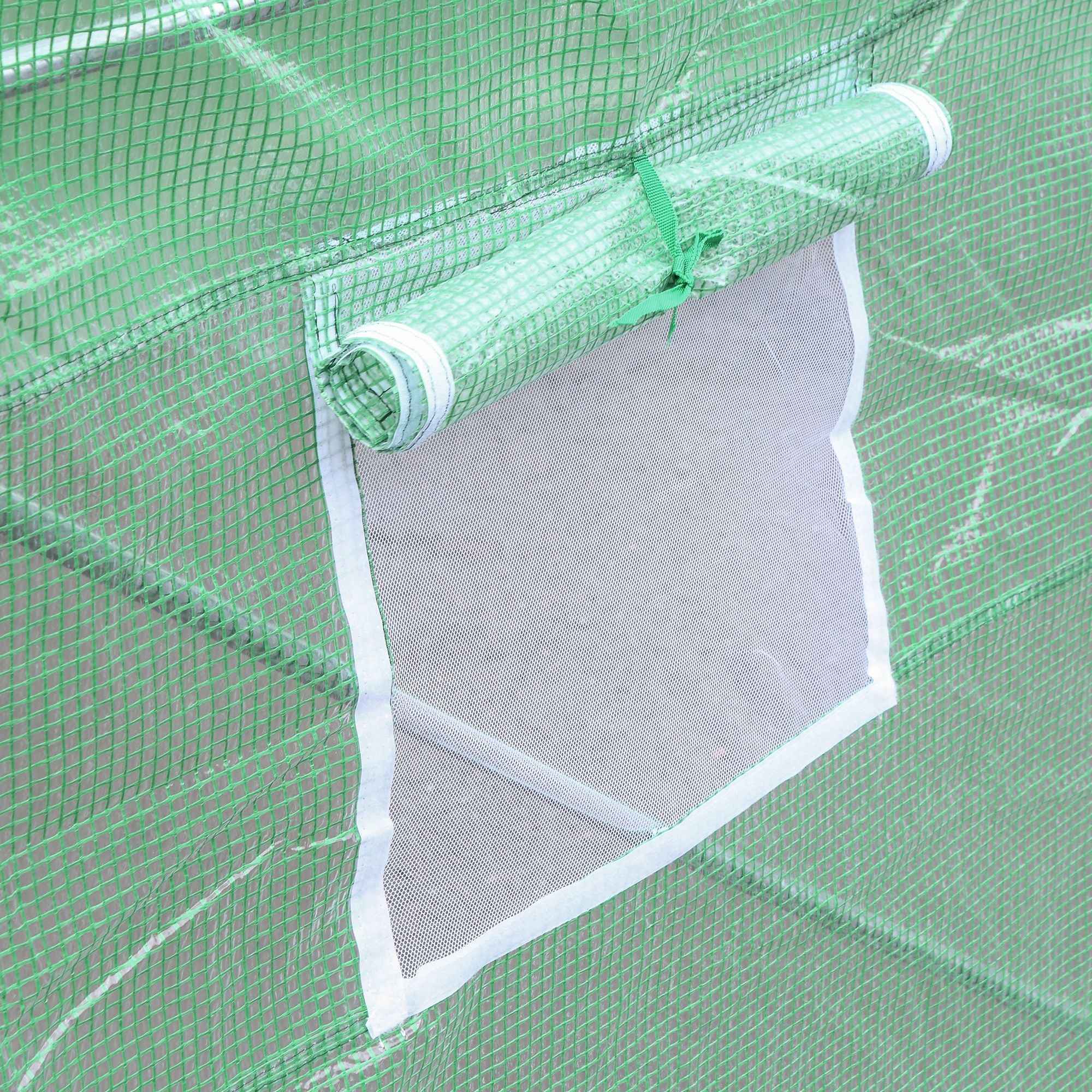 Outsunny PE Greenhouse Cover with 6 Windows, Roll-Up Door and Buried Edges, 3x3x2 m, Green