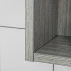 4 Section Mirror Cabinet with Adjustable Shelves, Wood and Glass, 90x15x75 cm, Grey