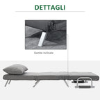 HOMCOM Single Armchair Bed with 5-Level Adjustable Backrest and Fabric Cushion, Light Gray - Borgè