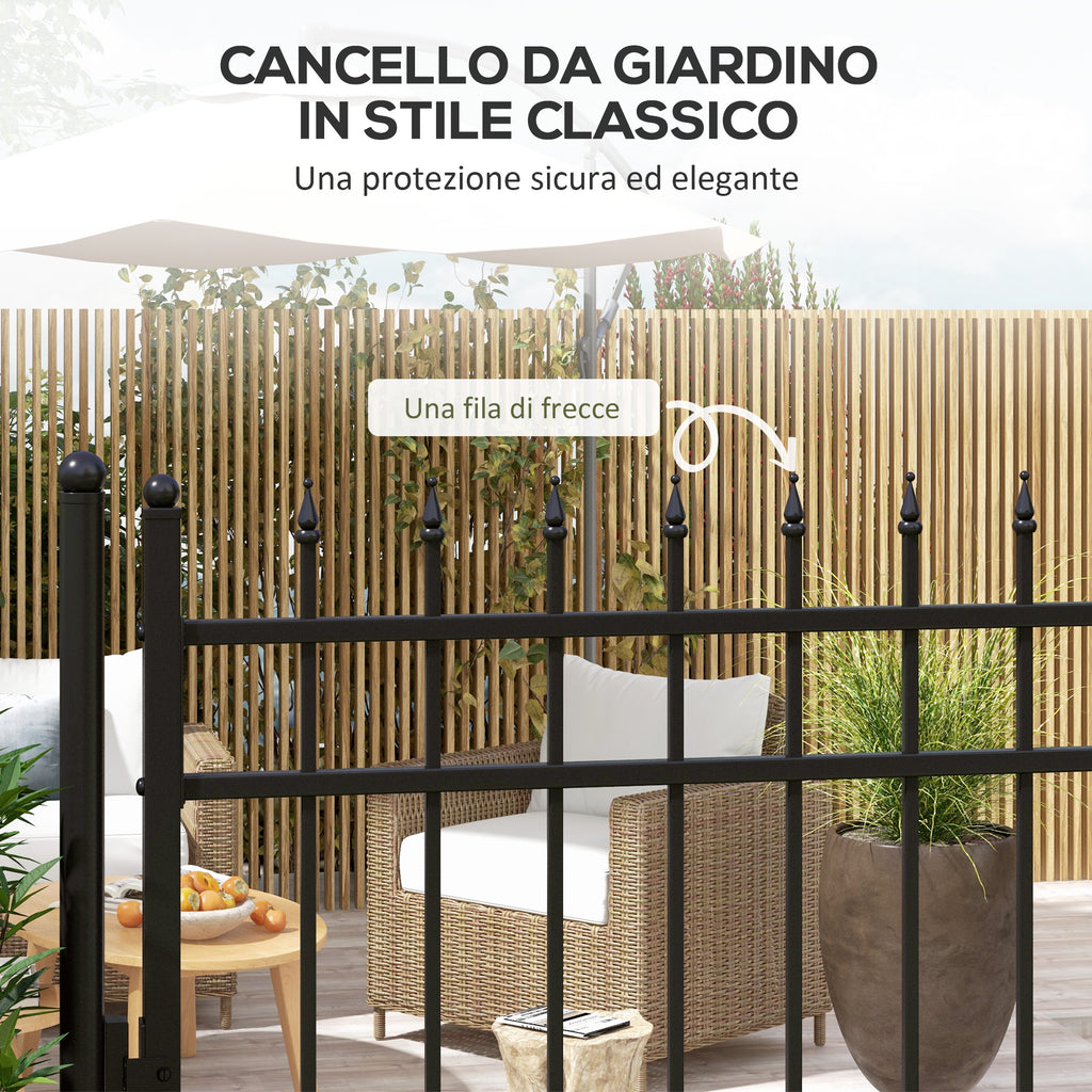 Safety Gate with Lock, 3 Keys and 2 Posts, in Galvanized Steel, 107x204 cm, Black