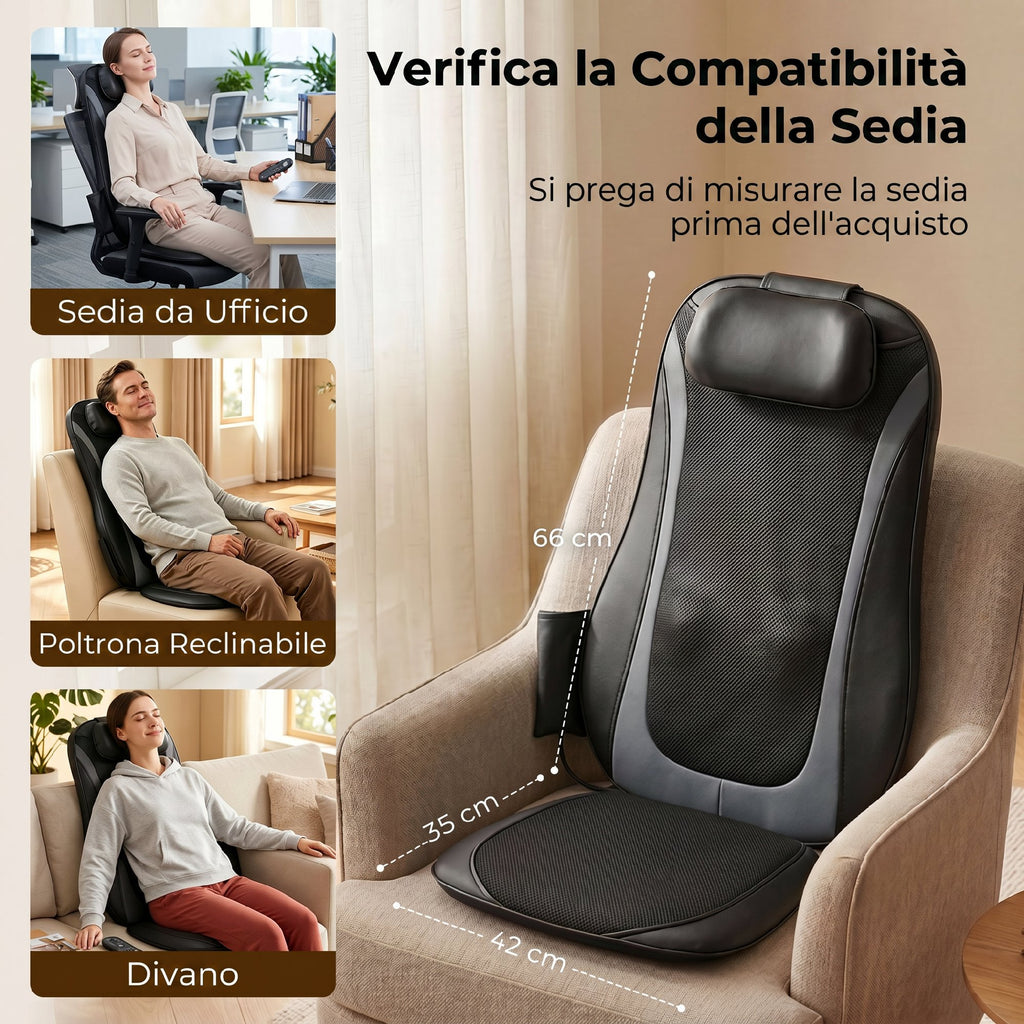 HOMCOM Massage Seat with Heat, Shiatsu and Kneading for Back, Vibration for Hips and Thighs, Black