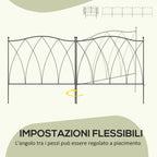 Outdoor 5-Panel Metal Fence with Laces, 305x62 cm, Black