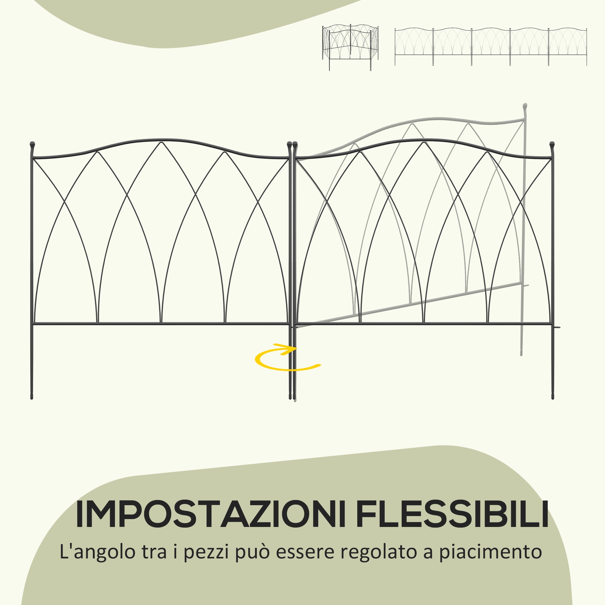 Outdoor 5-Panel Metal Fence with Laces, 305x62 cm, Black