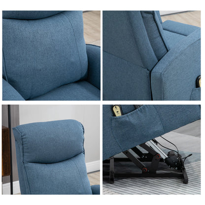 Lift Relax Chair with 8 Massage Points, 135° Reclining and 2 Remote Controls, Blue