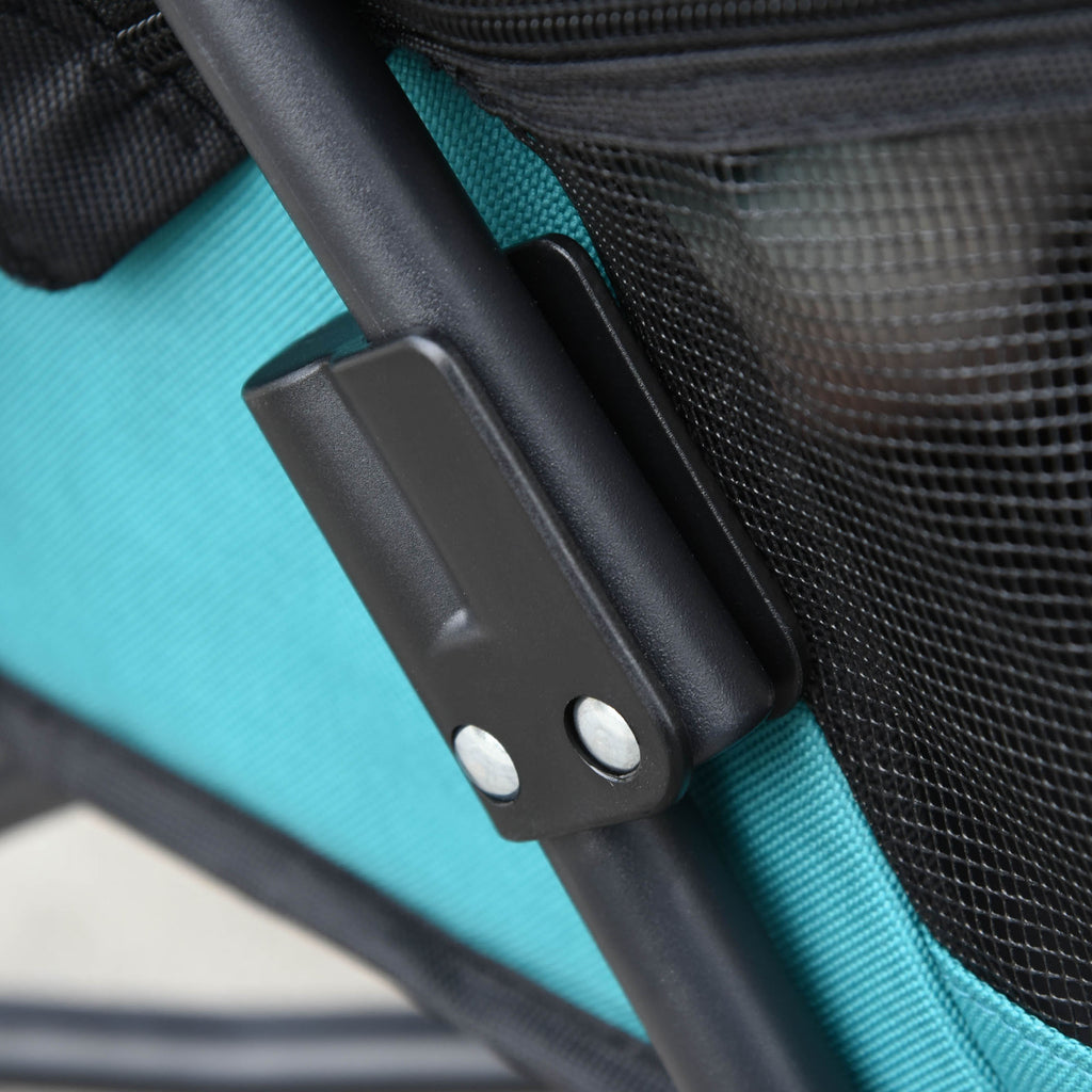 Folding Dog Stroller for Small Dogs, Swivel Wheels with EVA Brake and Safety Leash, 65x42x94cm Green