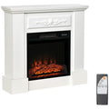 1800W Electric Fireplace with Flame Effect, Remote Control, Timer and Adjustable Temperature, White