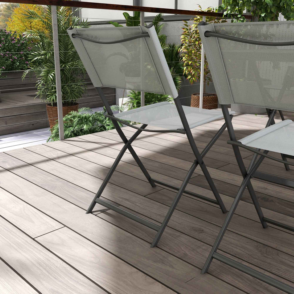 Outsunny 5-Piece Garden Table and Chair Set with 4 Folding Chairs in Breathable Textilene, Grey