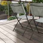 Outsunny 5-Piece Garden Table and Chair Set with 4 Folding Chairs in Breathable Textilene, Grey