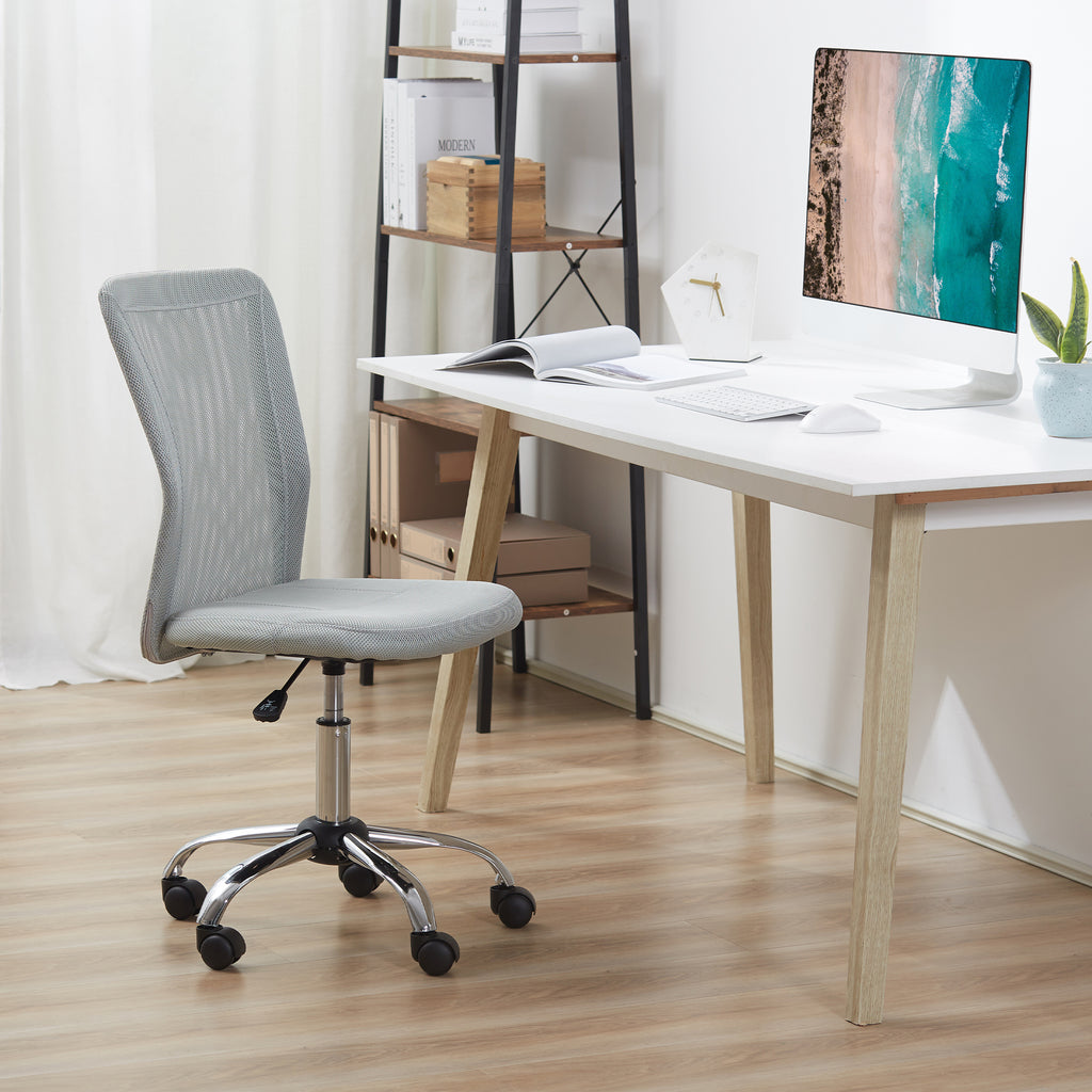 Ergonomic Mesh Office Chair with Armrests, Adjustable Height and 5 Wheels, Grey