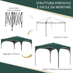 Gazebo, Adjustable Height Garden Gazebo with Drainage Holes and Carry Bag, Metal, Green - Borgè