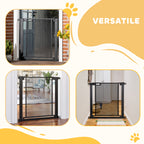 Push-Dog Gate with Automatic Closure, Steel and ABS, 75-82x76 cm, Black
