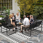 Garden Set with 2 2-Seater Sofas, 2 Armchairs and a Glass Top Coffee Table, Black