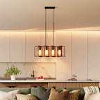 HOMCOM Rustic Pendant Light with 4 Rotatable Frames and Adjustable Chain, 80x21x90-130 cm, Black and Brown