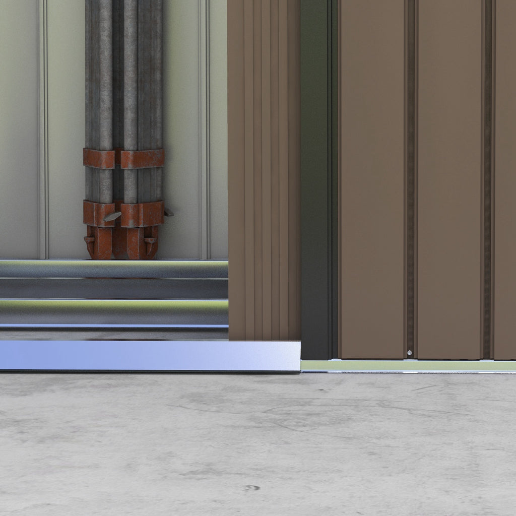 Metal Garden Shed with Vents and Double Sliding Door, 2.1x1.3m, Brown