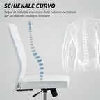 Ergonomic Office Chair with Curved Backrest, Adjustable PU Leather and Steel, 58x53x97-107 cm, White