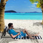 Set of 2 Folding and Adjustable Beach Chairs with Pocket, in Steel and Polyester, 142x51x40 cm, Multicolor