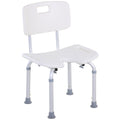 8-Level Adjustable Shower Chair with Drainage Holes, Aluminum and PE, 48x42x71-83.5 cm, White and Silver