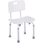 8-Level Adjustable Shower Chair with Drainage Holes, Aluminum and PE, 48x42x71-83.5 cm, White and Silver